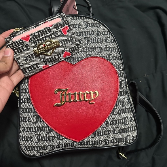 juicy couture valentine\'s day heart bag and wallet set